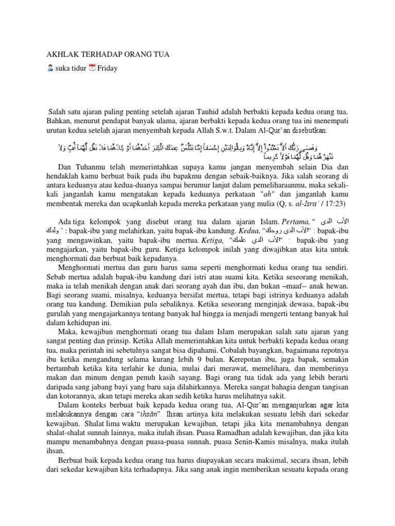 Akhlak Terhadap Orang Tua Pdf