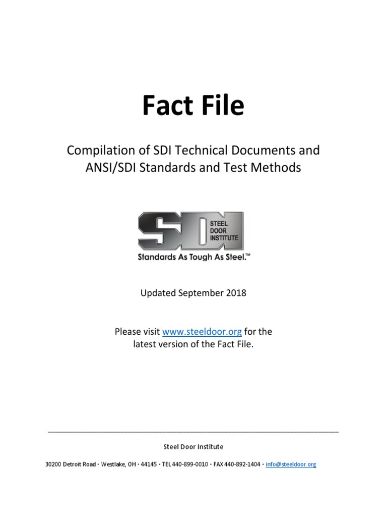 SDI Fact File PDF | PDF | Door | Framing (Construction)