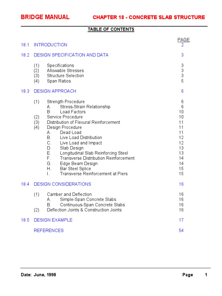 Bridge Manual: Chapter 18 - Concrete Slab Structure | PDF | Strength Of ...