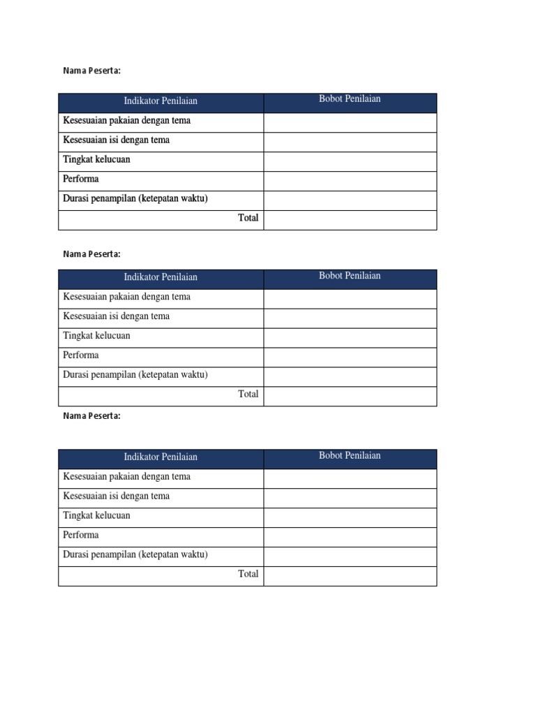 Form Penilaian Stand Up Comedy PDF