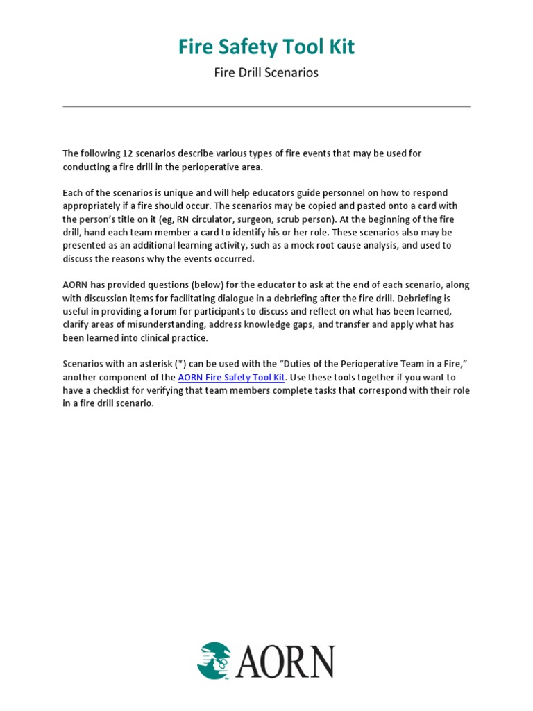 Fire Drill Scenarios Surgery Anesthesia Free 30day Trial Scribd