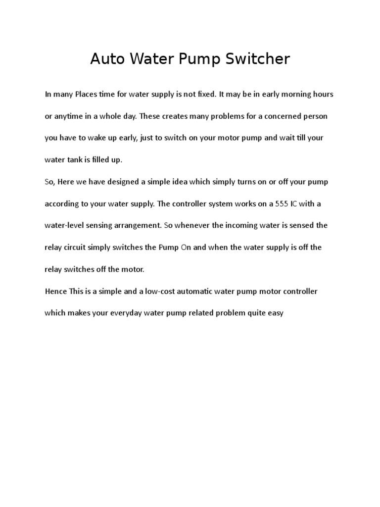 Auto Water Pump Switcher PDF