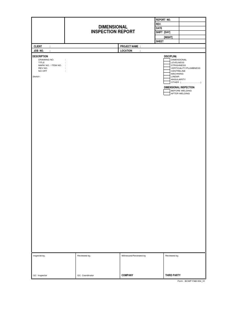 Dimensional Inspection Report PDF