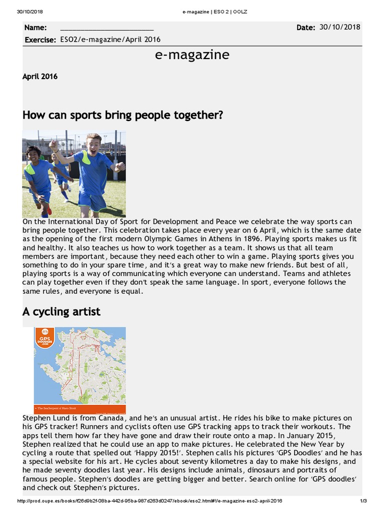E-Magazine: How Can Sports Bring People Together? | PDF | Outer Space ...