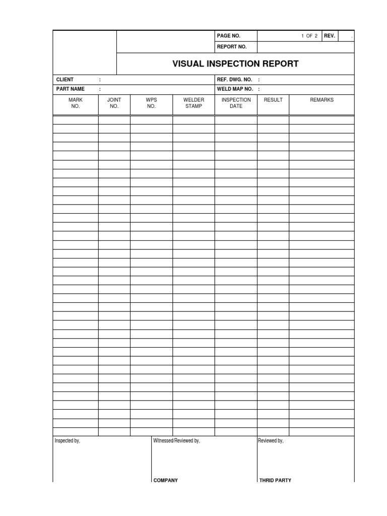 Visual Inspection Report