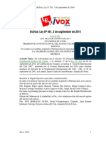 Bolivia: Ley #561, 5 de Septiembre de 2014