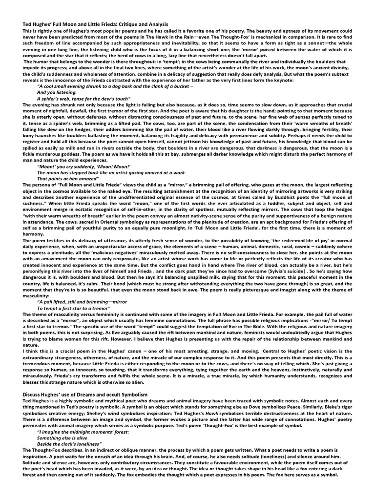 Full Moon And Little Frieda Analysis