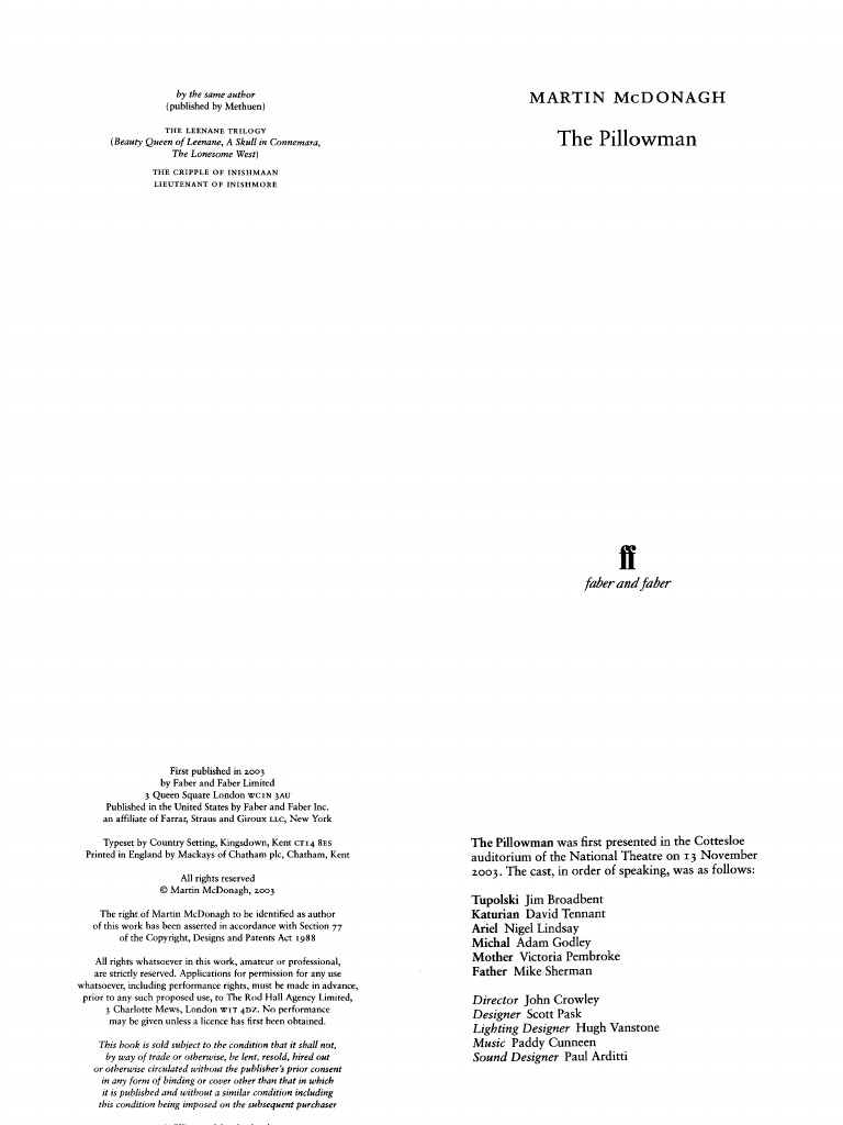 (Theatre, Drama, Acting) Martin McDonagh The Pillowman (2003) PDF PDF