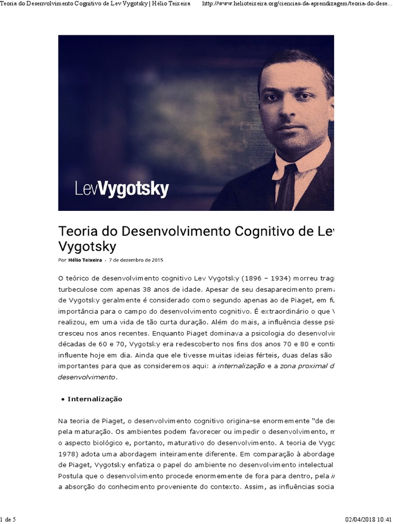 Vygotsky Sua Teoria e A Influência Na Educação | PDF | Inteligência ...