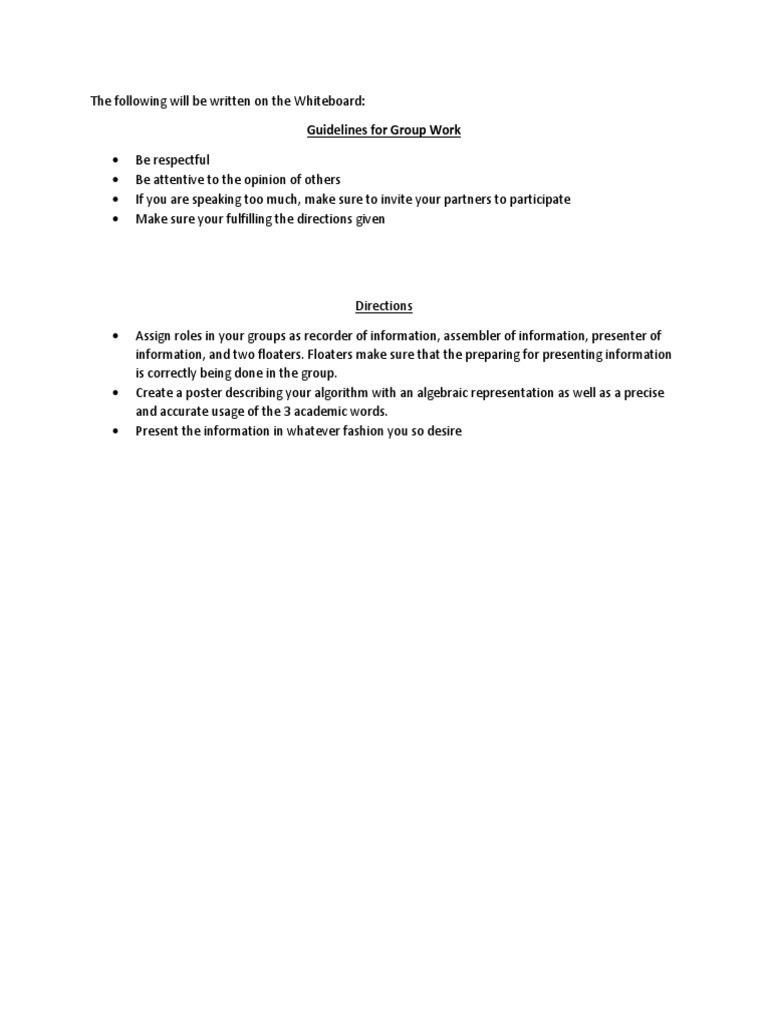 Group Work Guidelines and Roles | PDF | Career & Growth
