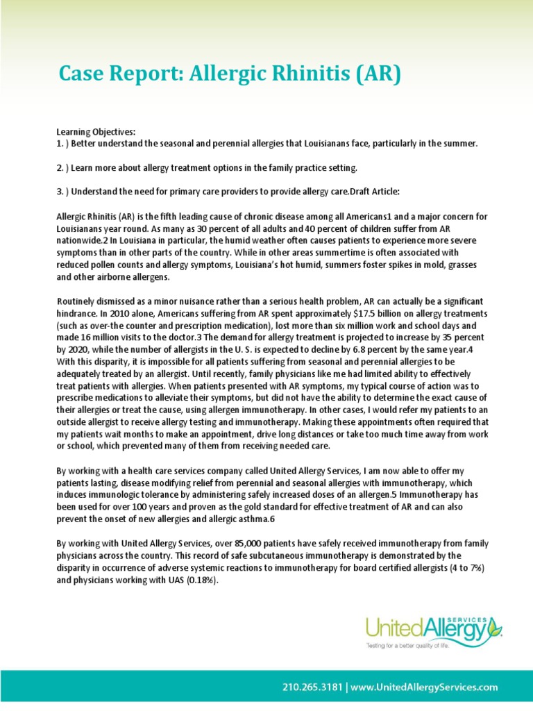 7 10 13 Case Report Allergic Rhinitis AR | PDF | Allergen | Allergy