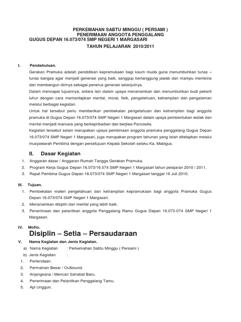 Contoh Persami Penggalang Smp