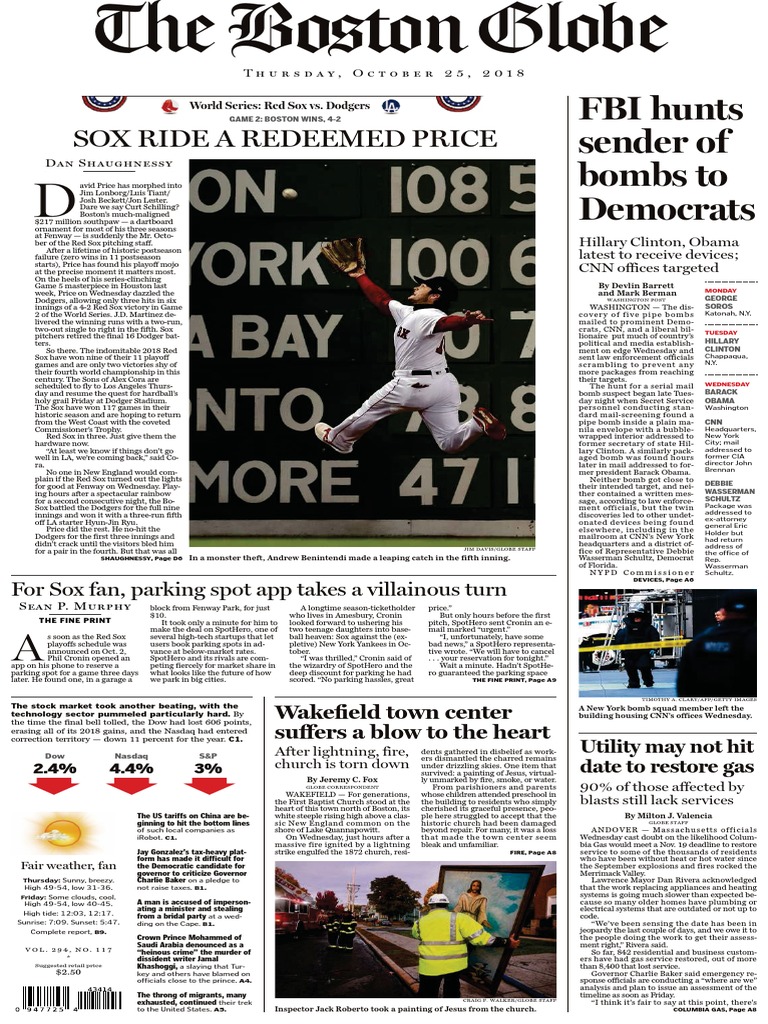 The Boston Globe20181025 | PDF | Boston Red Sox | Lawsuit