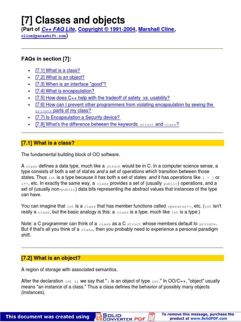 C Faq | PDF | Class (Computer Programming) | Inheritance (Object ...