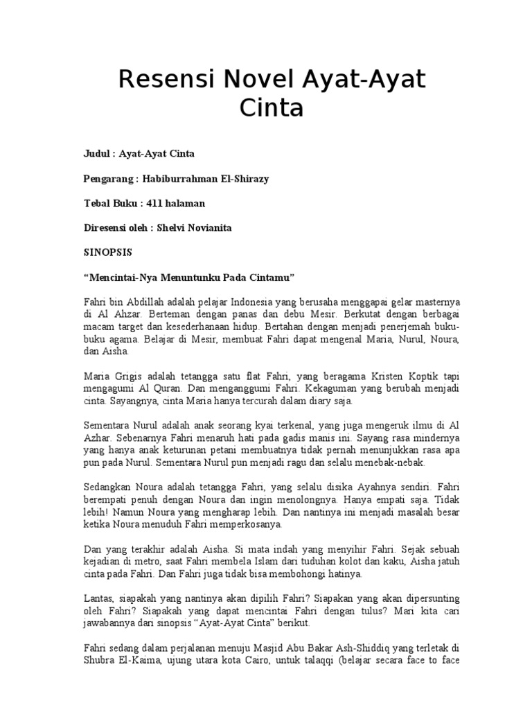 Resensi Novel Ayat Cinta