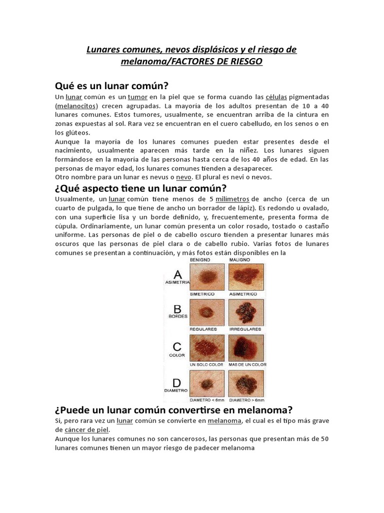 Lunares Comunes | PDF | Melanoma | Quemar, image size:768x1024