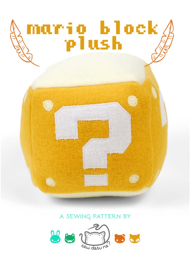 Mario Block Plush Sewing Pattern | PDF | Sewing | Seam (Sewing)