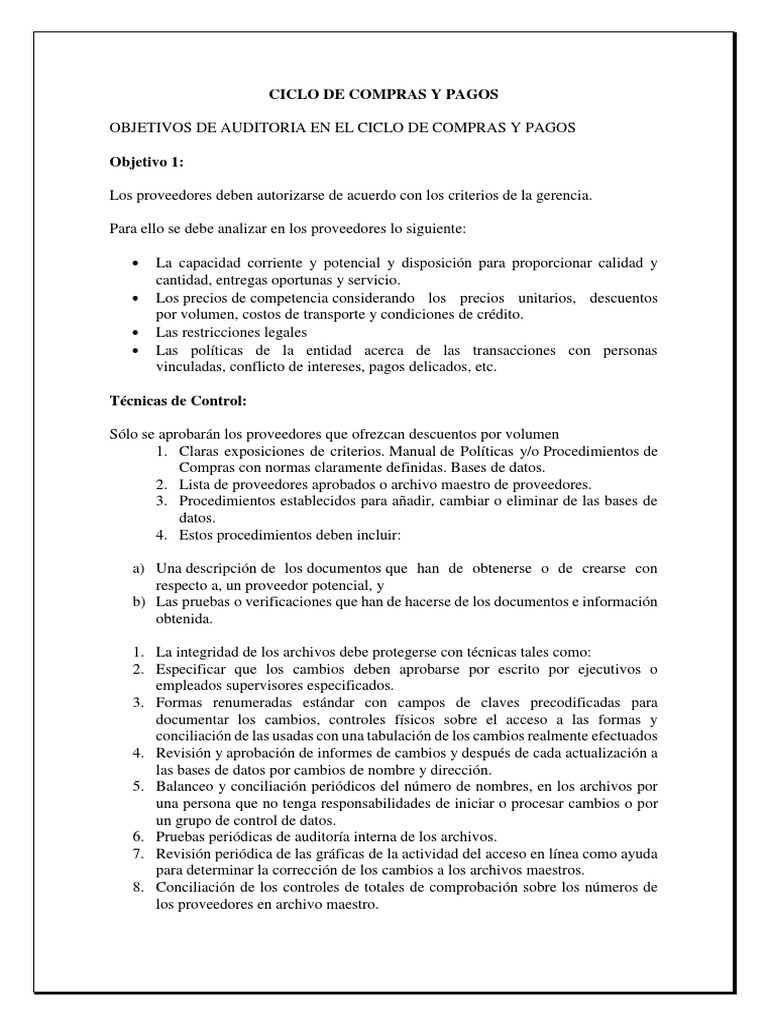 Auditoría del Ciclo de Compras y Pagos | PDF | Contabilidad | Calidad ...