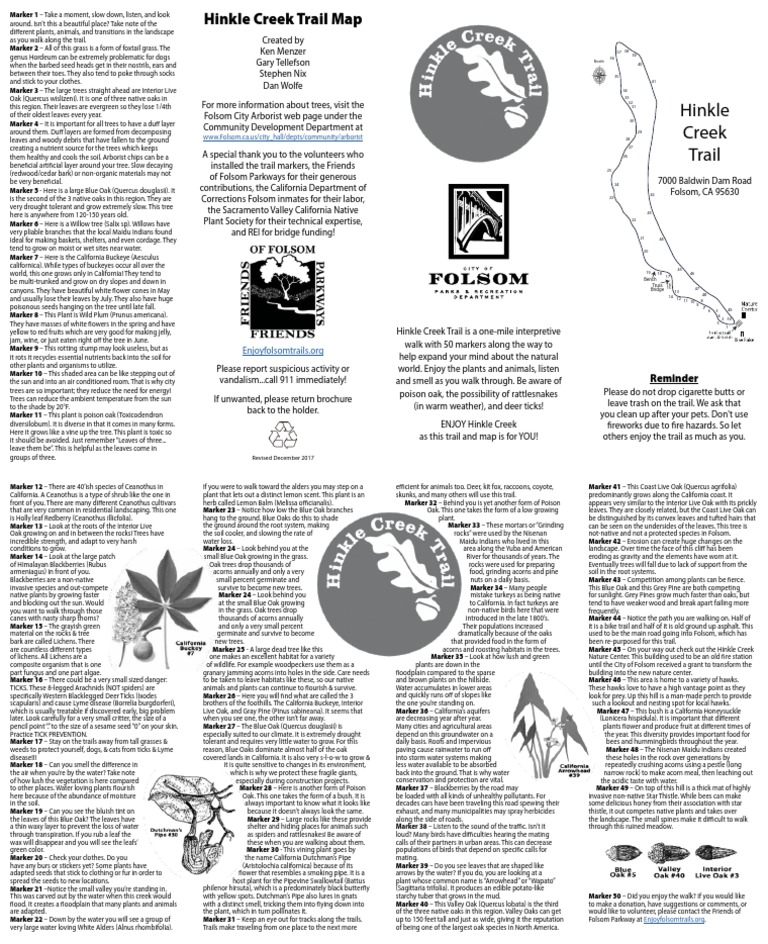Hinkle Creek Nature Trail Guide | PDF | Acorn | Trees