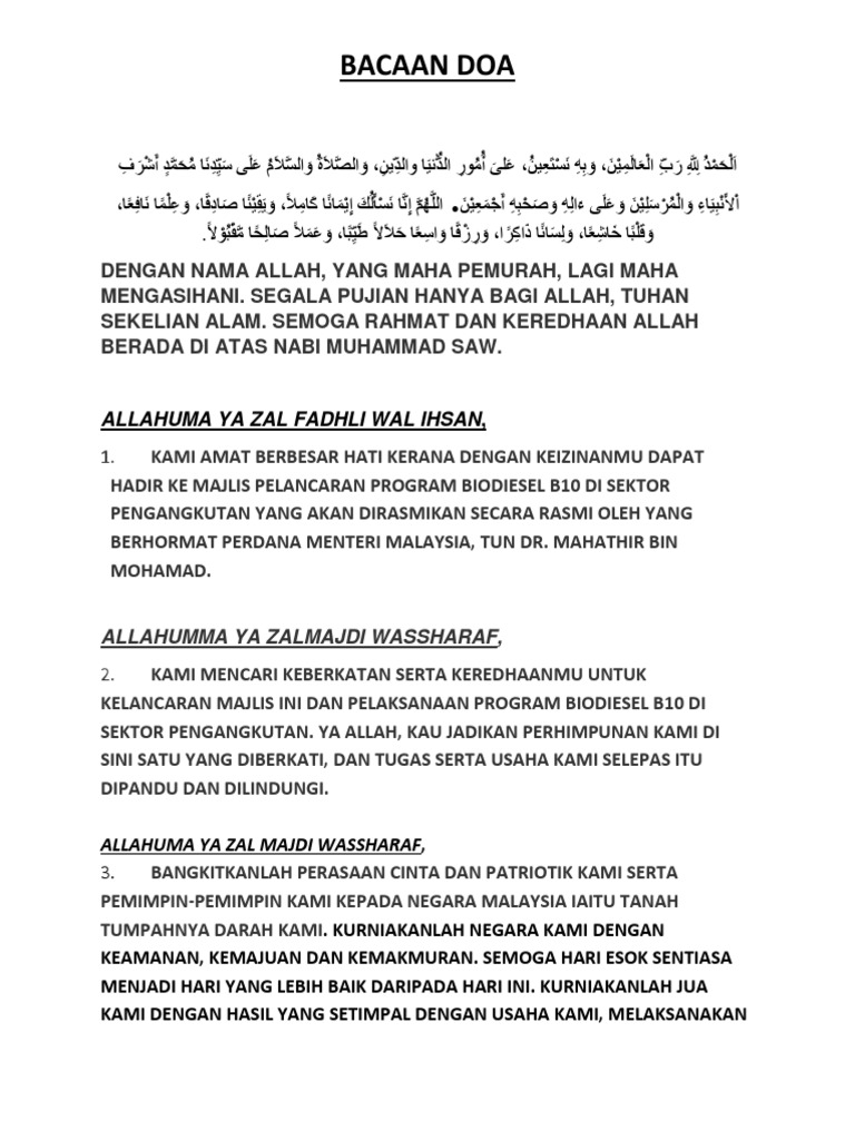 Doa Kelancaran dan Keamanan Negara | PDF