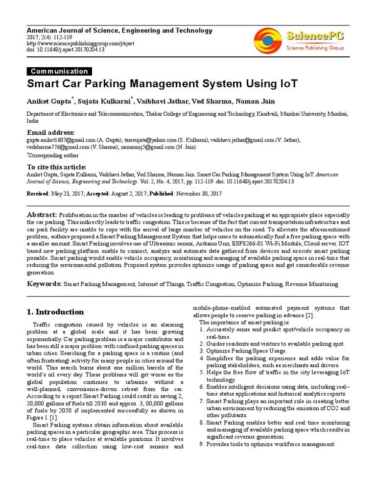 IoT-Based Smart Car Parking System | PDF | Parking | Internet Of Things
