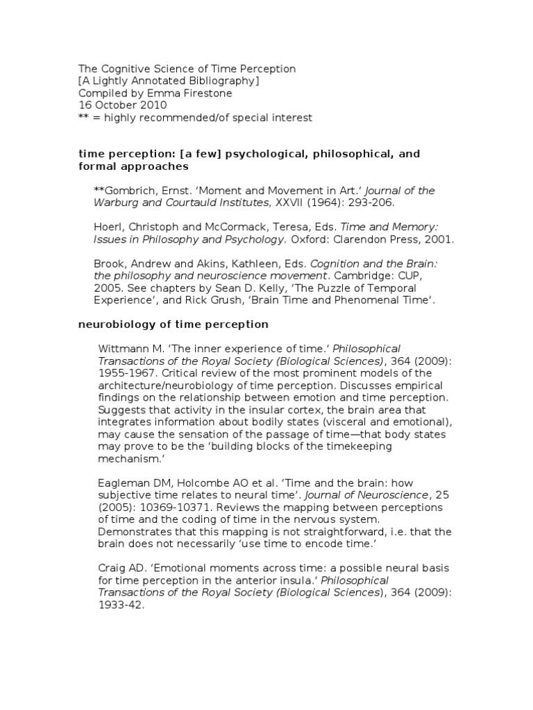 Cognitive Science of Time Perception | PDF | Time Perception | Perception