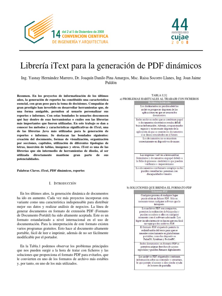 Tablas Itext PDF Descargar gratis PDF Formato de Documento Portable Java (lenguaje de
