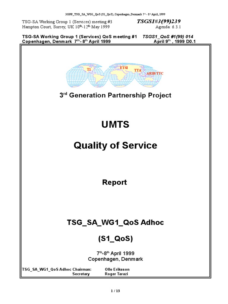 3GPP QoS Meeting Report, April 1999 | PDF | Bit Rate | Quality Of Service