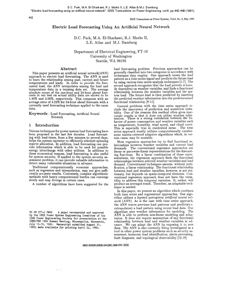 Load Forecasting Pdf Forecasting Time Series