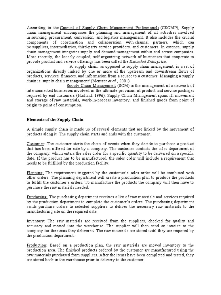 Understanding Supply Chain Management | PDF | Supply Chain | Supply ...