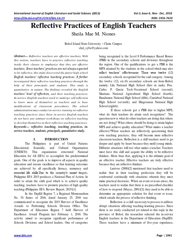 Reflective Practices of English Teachers | PDF | Reflective Practice ...