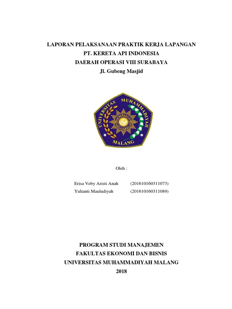 Laporan Pelaksanaan Praktik Kerja Lapangan Pt Kereta Api