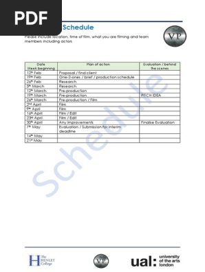 production schedule