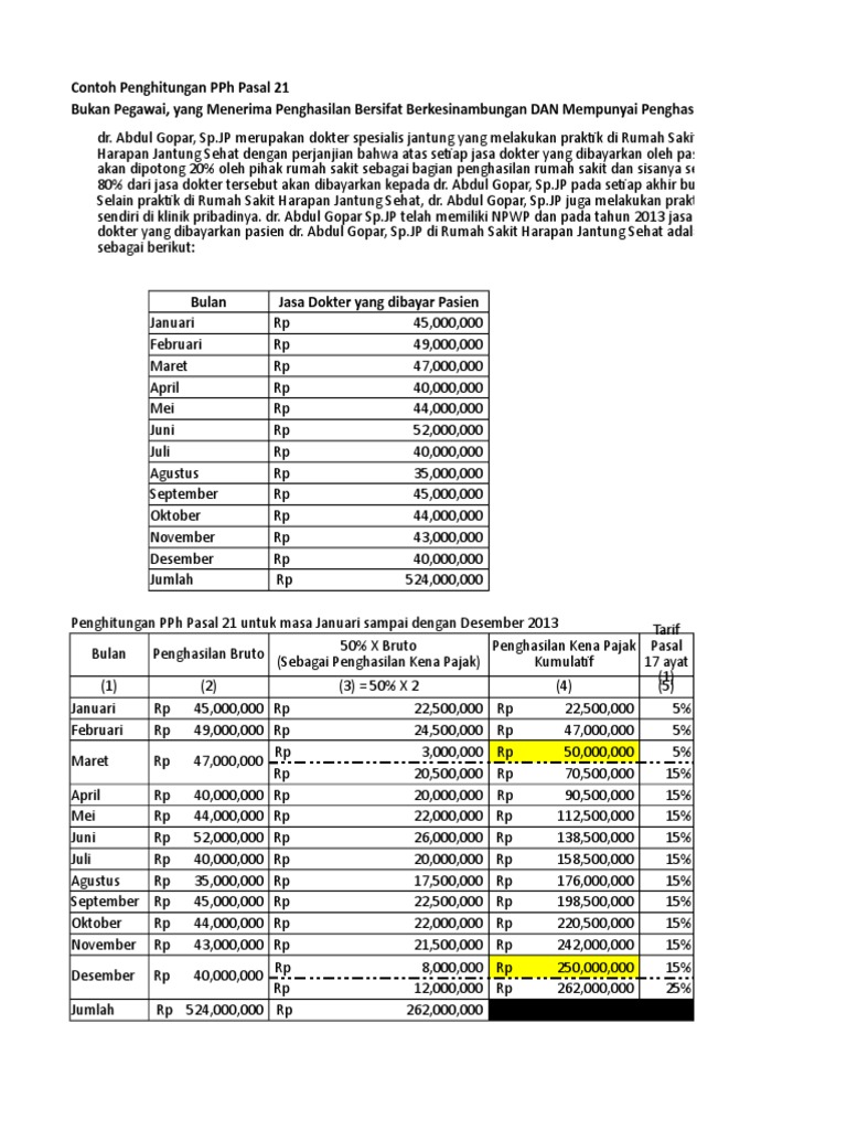 Contoh Soal Pph Pasal 21 Bukan Pegawai - Contoh Soal Terbaru