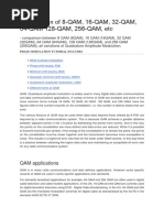 Comparison of 8-QAM, 16-QAM, 32-QAM, 64-QAM 128-QAM, 256-QAM, Etc