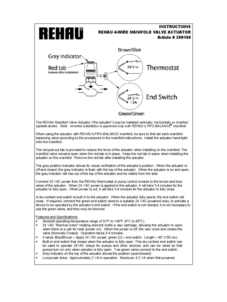 4 Wire Actuator Product Instruction PDF Switch Valve