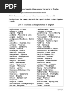 Printable List of Countries and Capitals by Continent | PDF | Asia ...
