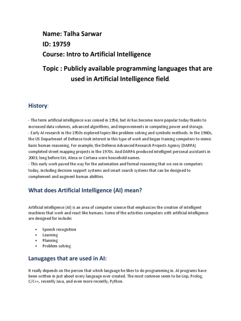 Artificial Intelligence Notes | PDF | Python (Programming Language ...