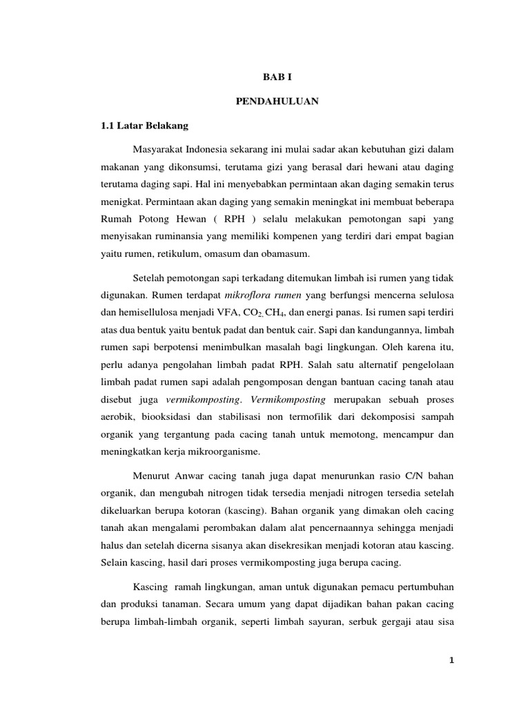 Vermikomposting Limbah Rumen Sapi untuk Pupuk | PDF