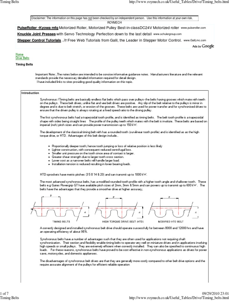 Timing Belts | Download Free PDF | Belt (Mechanical) | Mechanical ...