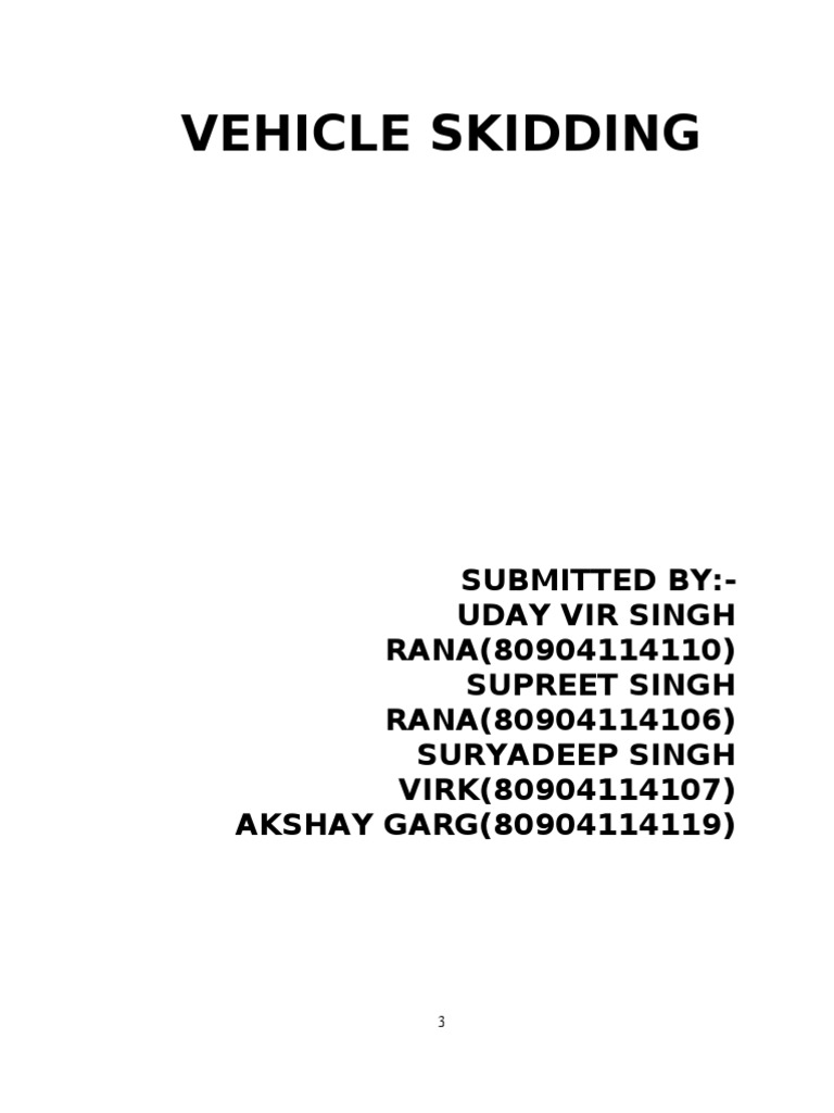 Vehicle Skid Control PDF Anti Lock Braking System Vehicles