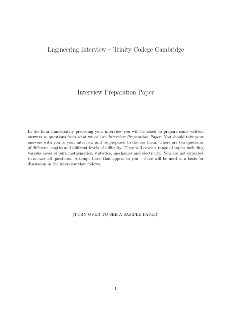 Engineering Interview Prep at Trinity College | PDF | Quantity | Physics
