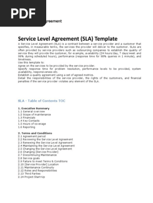 Service Level Agreement