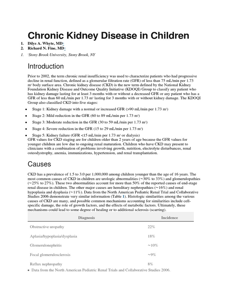 Chronic Kidney Disease in Children | PDF | Chronic Kidney Disease ...