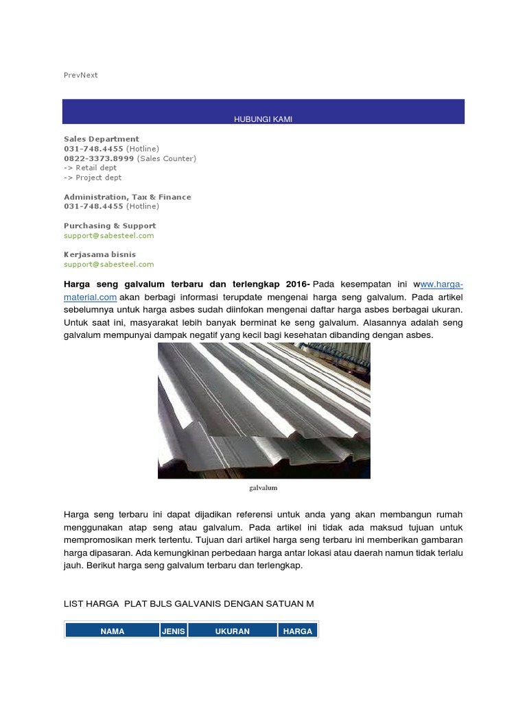 Daftar Bahan Atap Multi Roof Galvanize Serba Serbipdf Daftar Bahan Atap Multi Roof Galvanize Serba Serbipdf