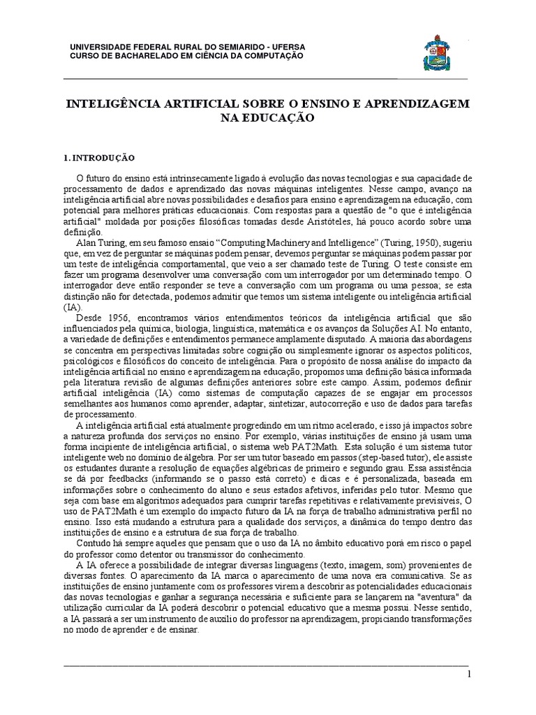 Impacto da IA no Ensino e Aprendizagem | PDF | Inteligência artificial ...