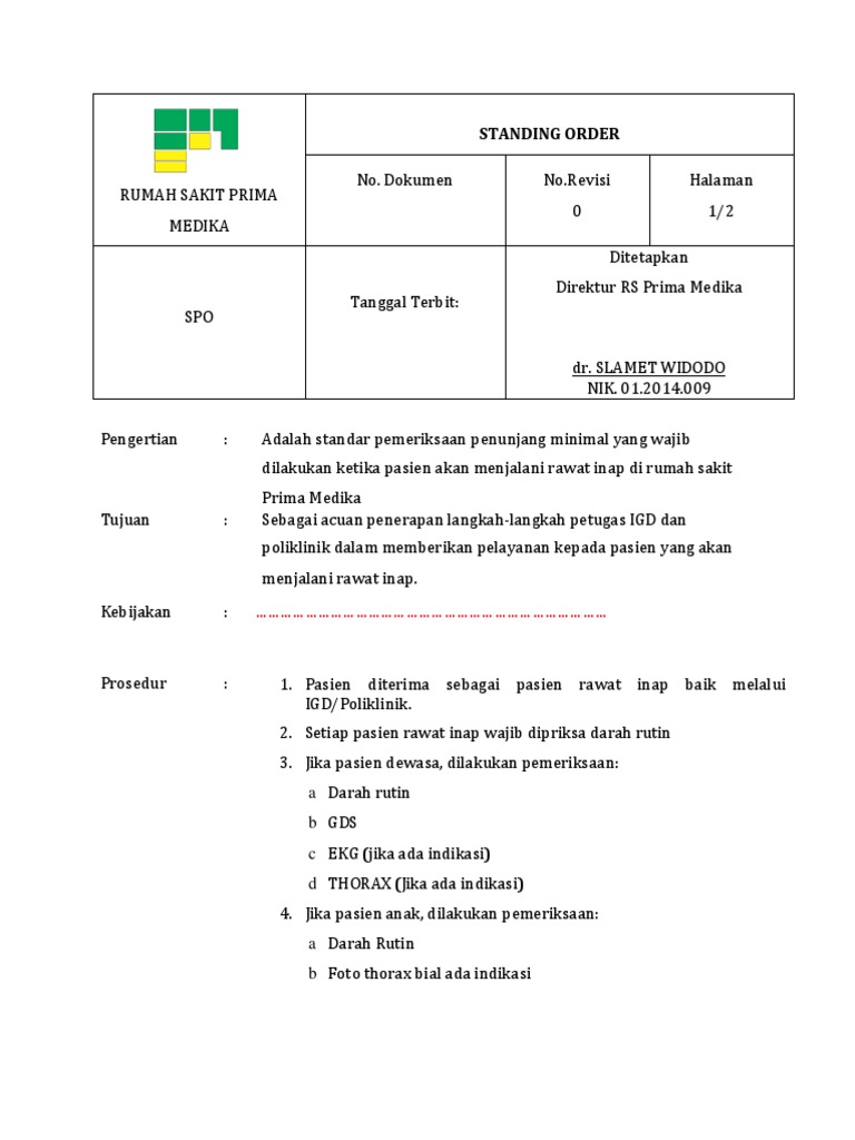 Spo Standing Order Pdf