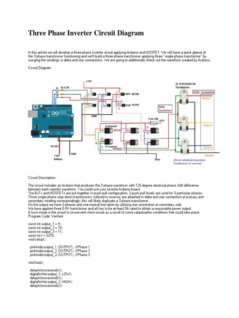 Three Phase Inverter Circuit Diagram | Download Free PDF | Transformer ...