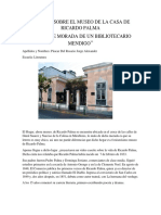 Informe Sobre El Museo de La Casa de Ricardo Palma