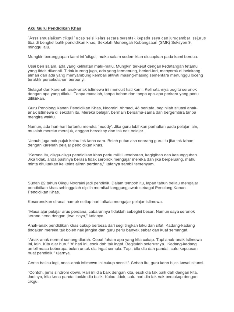 Aku Guru Pendidikan Khas Pdf